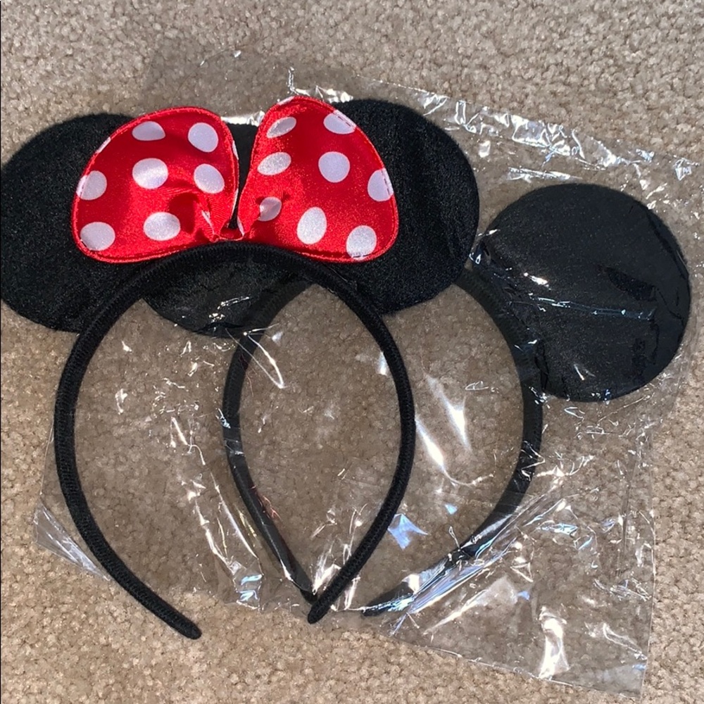 2pcs mickey mouse ears red and plain